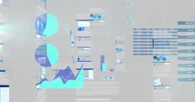 Beyaz arka planda veri işleme animasyonu. küresel iş ve dijital arayüz kavramı dijital olarak oluşturulmuş video.