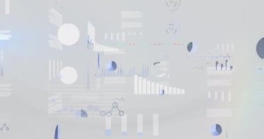 Beyaz arka planda veri işleme animasyonu. küresel iş ve dijital arayüz kavramı dijital olarak oluşturulmuş video.