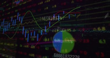 Siyah arkaplan üzerinde veri işleme animasyonu. küresel iş ve dijital arayüz kavramı dijital olarak oluşturulmuş video.