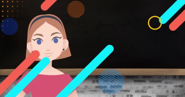 Animasi Bergerak Bentuk Atas Ikon Guru Dan Papan Konsep Antarmuka — Stok Video