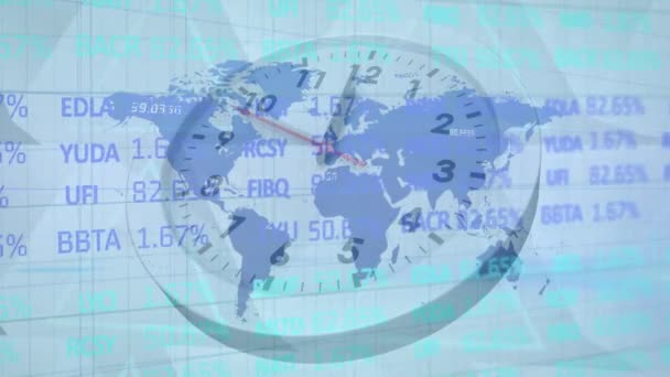 Animation Data Processing Globe Timer Global Business Digital Interface Concept — Vídeos de Stock