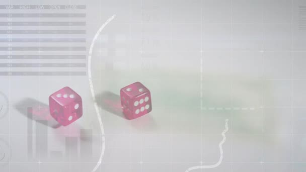 Animation Data Processing Banknotes Dices Global Business Gambling Digital Interface — Αρχείο Βίντεο
