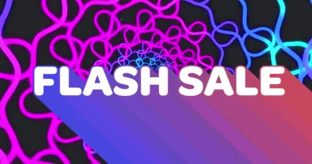 Animation Flash Sale Text Shapes Black Background Global Social Media — Video Stock