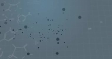 Gri arkaplandaki kimyasal formül üzerinden bağlantı ağının animasyonu. küresel bilim, teknoloji ve dijital arayüz kavramı dijital olarak oluşturulmuş video.