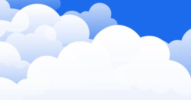 Mavi arka planda bulutların üzerinde kuş simgeleri ve balonlar. kuş günü ve kutlama konsepti dijital olarak oluşturulmuş görüntü.