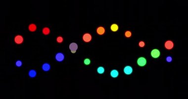 Siyah arka planda dönen renkli DNA 'nın animasyonu. renk, desen, bilim ve hareket kavramı dijital olarak oluşturulmuş video.