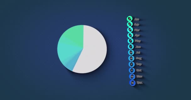 Animering Cirkeldiagram Och Månader Flottans Bakgrund Sociologi Och Statistik Koncept — Stockvideo