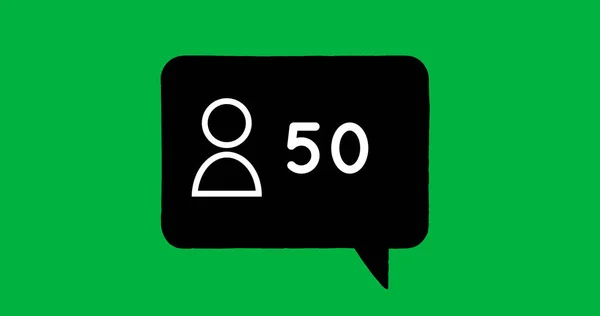 Digital Image Increasing Numbers Follow Icon Black Chat Box Green — Stock Photo, Image