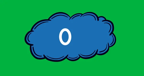 Digital Image Blue Cloud Icon Number Increasing Green Background — Stockfoto