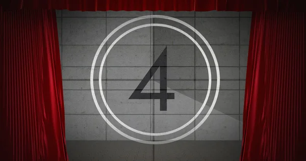 Animated Countdown Theater Red Curtains — Stock Photo, Image