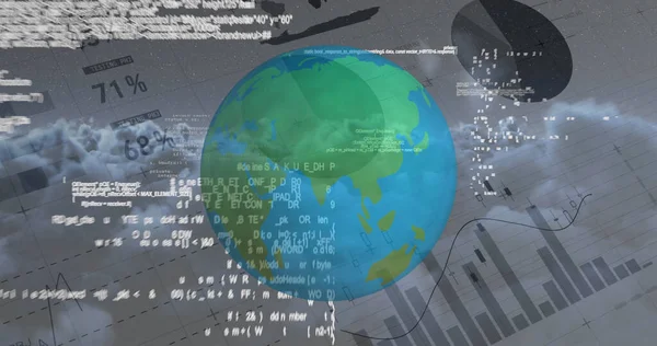 Digital Composite Spinning Globe Data Information Financiel Data Folder — стоковое фото