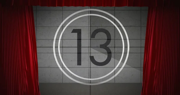 Animated Countdown Theater Red Curtains — Stockfoto