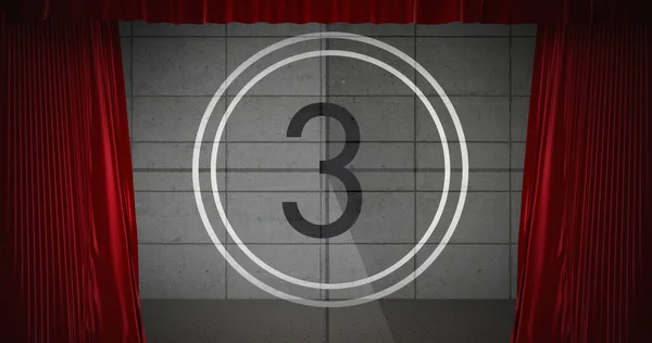 Animated Countdown Theater Red Curtains — Stock fotografie