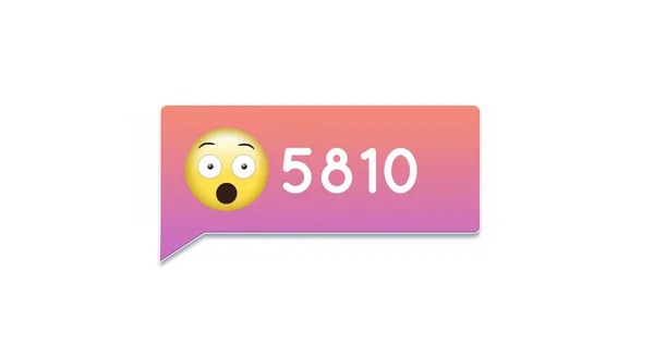 Digital Image Increasing Number Surprised Face Emoticon Gradient Chat Box — Stok fotoğraf