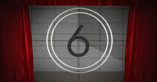 Animated Countdown Theater Red Curtains — Foto de Stock