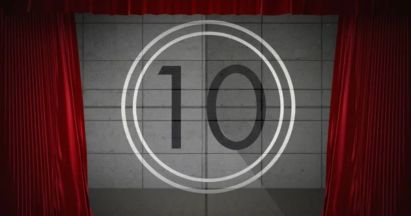 Animated Countdown Theater Red Curtains — 图库照片