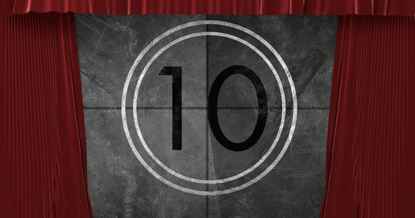 Animated Countdown Animated Red Theatre — 图库照片