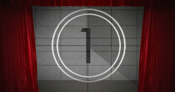 Animated Countdown Theater Red Curtains — Stockfoto