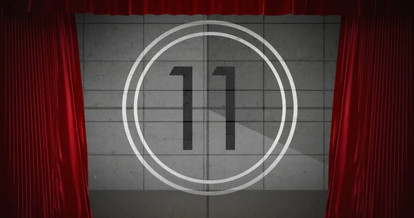 Animated Countdown Theater Red Curtains — 图库照片