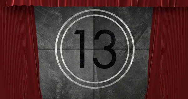 Animated Countdown Animated Red Theatre — Stockfoto