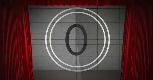 Animated Countdown Theatre Red Curtains —  Fotos de Stock