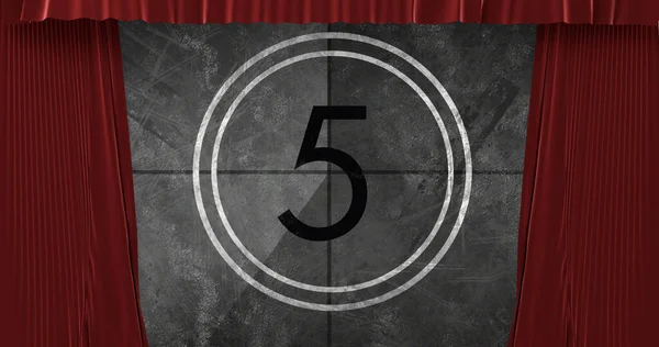 Animated Countdown Animated Red Theatre — 图库照片