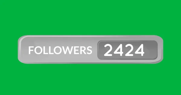 Digital Image Grey Follower Button Numbers Increasing Green Background — 스톡 사진