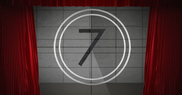 Animated Countdown Theater Red Curtains — Zdjęcie stockowe