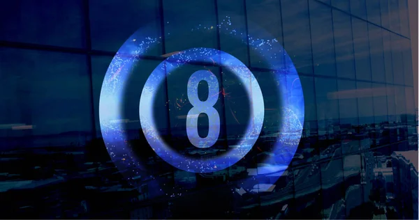 Animated Blue Countdown Glass Windows Background — 스톡 사진