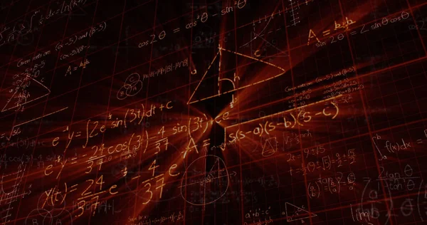 Цифровое Изображение Математических Формул Движущихся Темном Фоне — стоковое фото