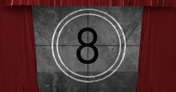 Animated Countdown Animated Red Theater — Zdjęcie stockowe