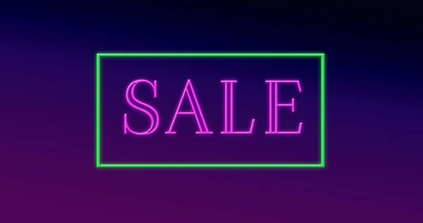 Image Sale Text Sparkling Pink Green Frame Purple Background — Fotografia de Stock