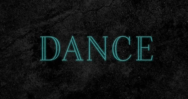 Digitally Animated Dance Text Sparking Blue Black Background — Stock Photo, Image