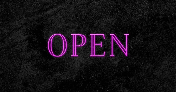 Image Open Text Sparkling Pink Black Background — стоковое фото