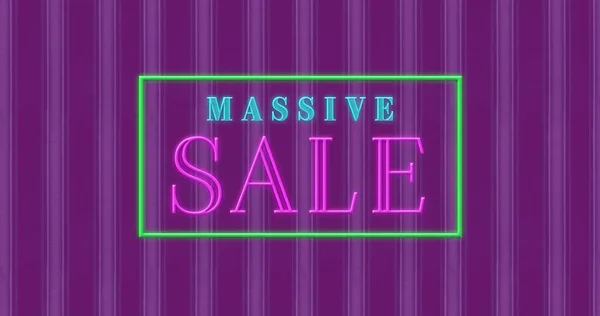 Digitally Animated Massive Sale Text Rectangle Sparking Blue Pink Purple — Stok Foto