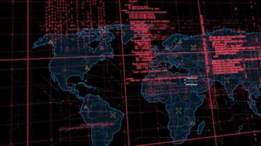 Animation of markers and data processing over world map. global connections, digital interface and data processing concept digitally generated video.