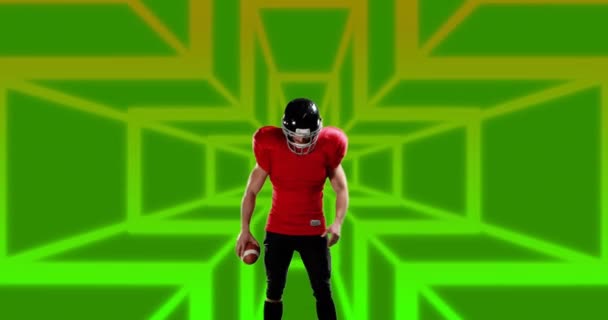 Animation Caucasian Male American Football Player Ball Shapes Global Sport — ストック動画