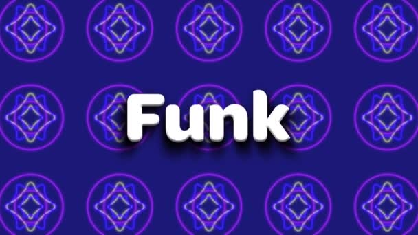 Animation Funk Text Moving Shapes Blue Background Retro Future Digital — Stok Video
