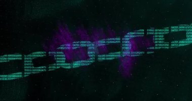 Animation of nft text over digital chain. global business, finances and digital interface concept digitally generated video.
