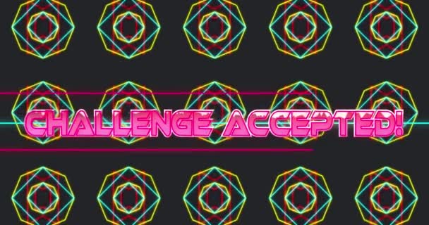 Animation Challenge Accepted Text Shapes Retro Future Digital Interface Concept — Video Stock