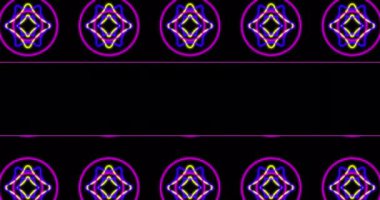 Hareket eden şekillerin animasyonu ve siyah arkaplanda siyah çizgi. Retro gelecek ve dijital arayüz konsepti dijital olarak oluşturulmuş video.