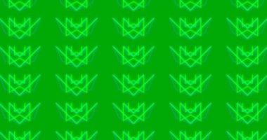 Yeşil arka planda hareket eden şekillerin animasyonu. Retro gelecek ve dijital arayüz konsepti dijital olarak oluşturulmuş video.