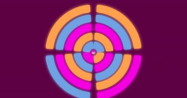 Siyah arkaplanda hareket eden şekillerin animasyonu. Retro gelecek ve dijital arayüz konsepti dijital olarak oluşturulmuş video.