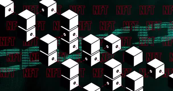 Animace Textů Nft Nad Tvary Globální Obchod Finance Koncepce Digitálního — Stock video
