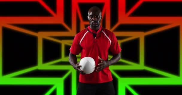 Animação Jogador Futebol Americano Masculino Afro Americano Com Bola Sobre — Vídeo de Stock