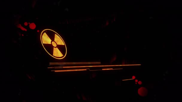 Animation Nuclear Symbol Warning Text Black Background Ukraine Crisis International — Vídeo de Stock