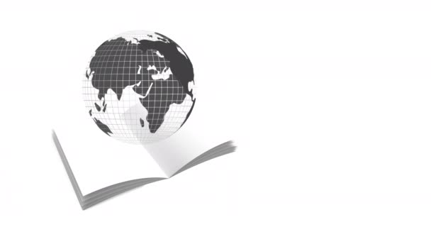 Animation Globe Spinning White Book White Background International Literacy Day — Vídeo de stock