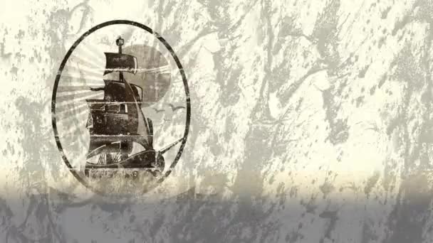 Titreyen Arka Planda Columbus Gemi Simgesinin Animasyonu Columbus Günü Amerikan — Stok video
