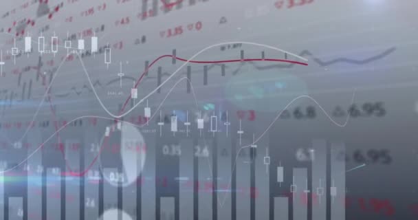 Animation Financial Graphs Changing Numbers Grey Background Global Business Finance — Stockvideo