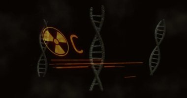 DNA iplikçikleri üzerinde uyarı metninin canlandırması. Ukrayna krizi ve uluslararası politika kavramı dijital olarak oluşturuldu.